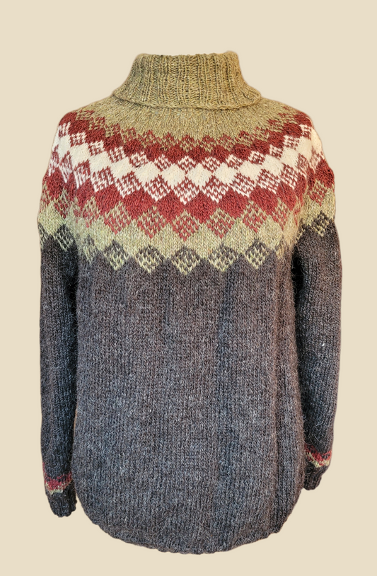 Handgestrickter Islandpullover hiutaneule aus Lettlopi in Größe L