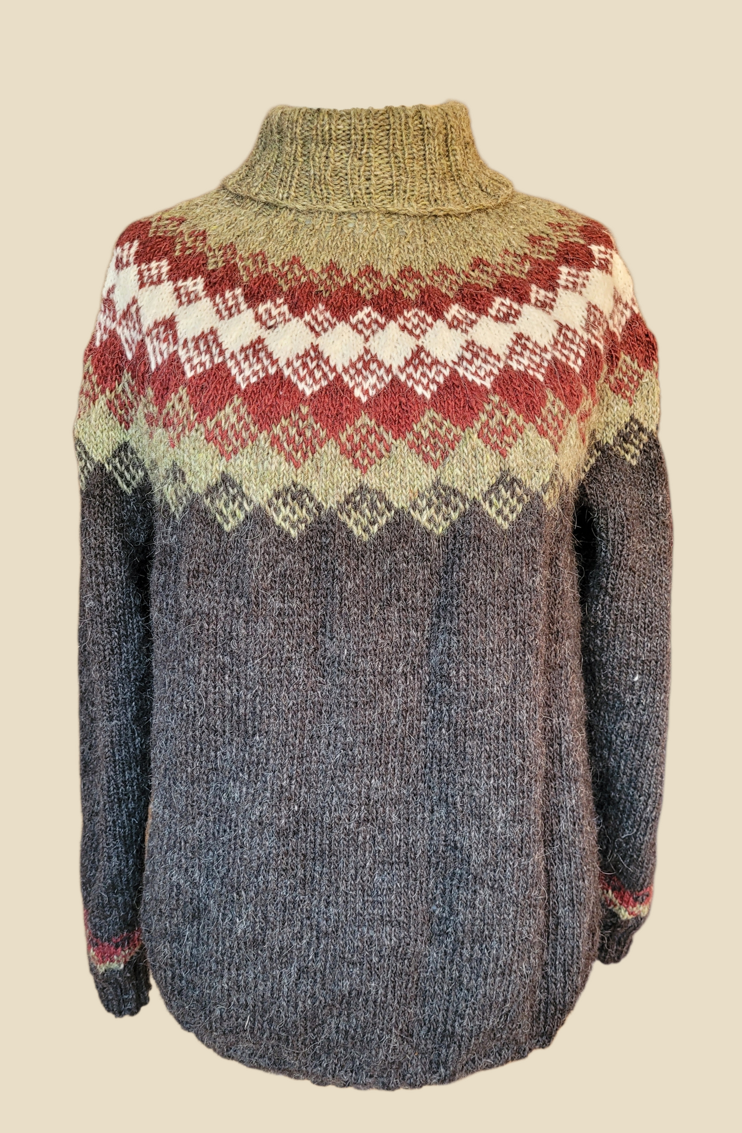 Handgestrickter Islandpullover hiutaneule aus Lettlopi in Größe L