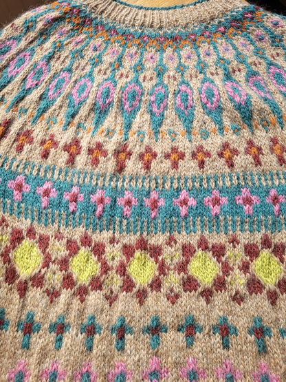 Katmandu Islandpullover – handgestrickt nach Linka Neumann Gr L