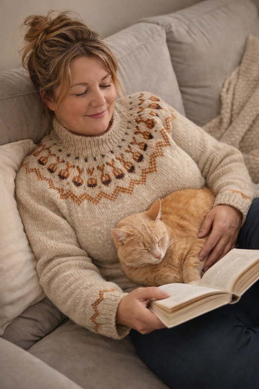 Handgestrickter Islandpullover Snös aus Lettlopi in Größe XL
