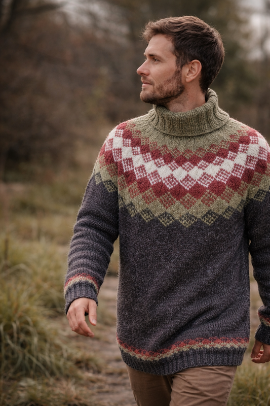 Handgestrickter Islandpullover Hiutaleneule aus Lettlopi / nordisch & warm