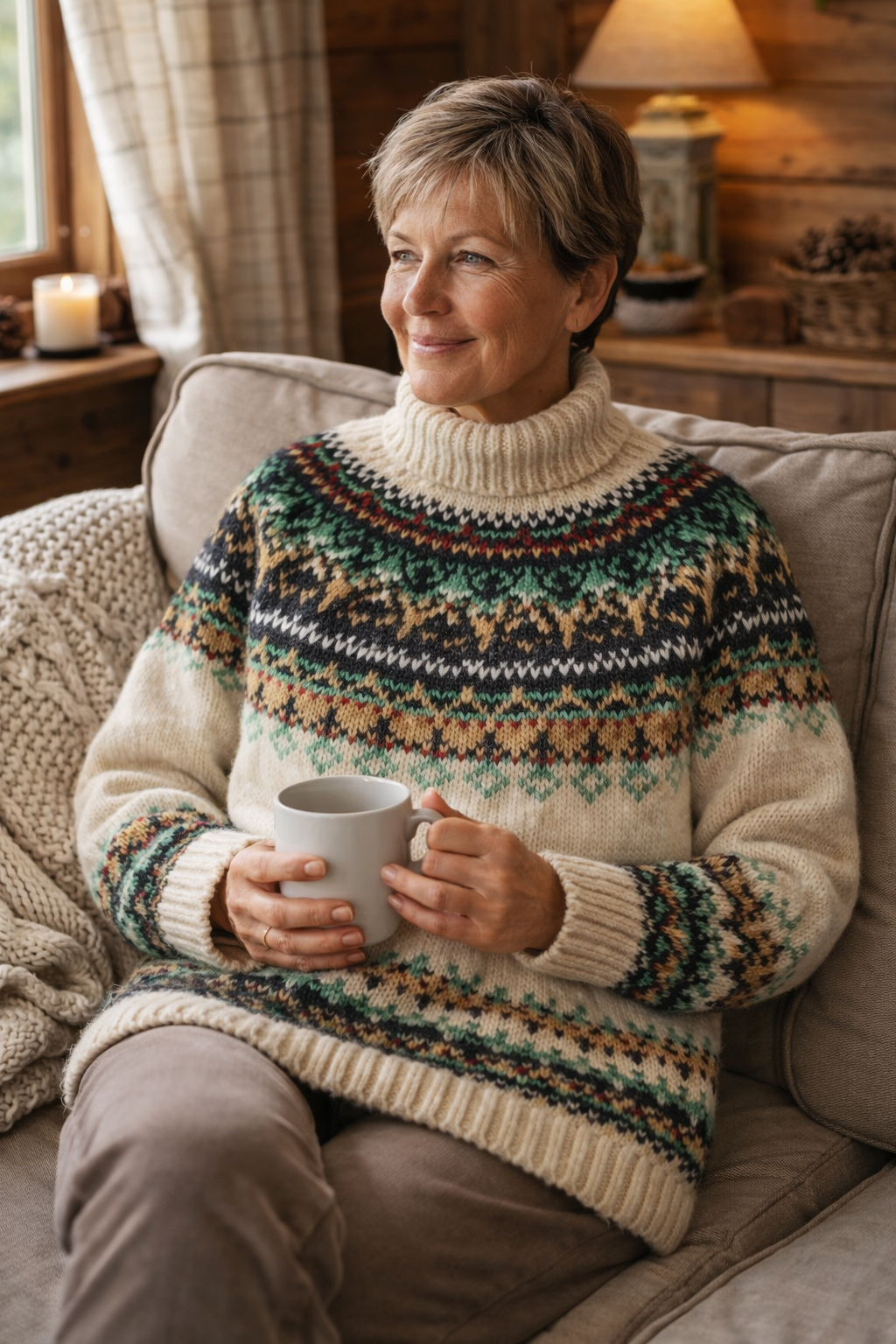 Handgestrickter Islandpullover Alasuq aus Alafosslopi in Größe XL