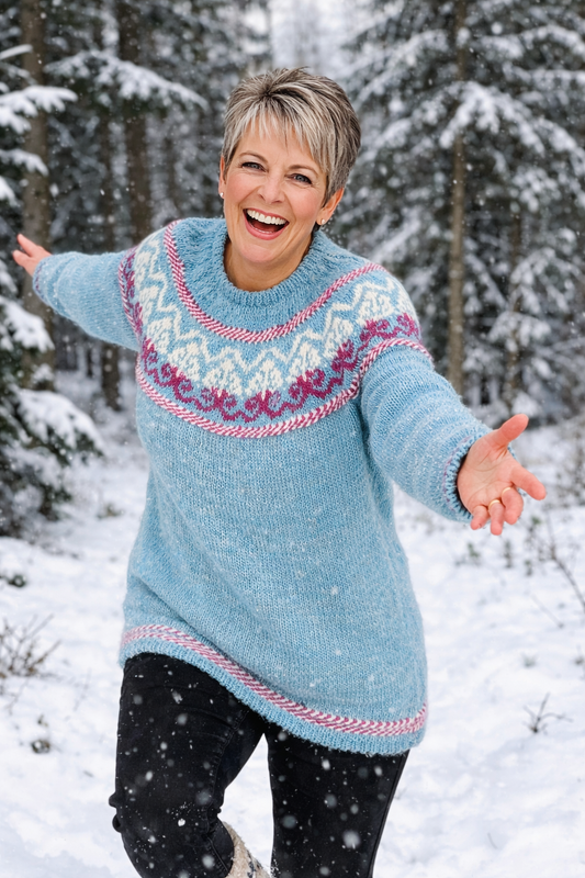 Handgestrickter Islandpullover Alfur aus Lettlopi in Größe XL