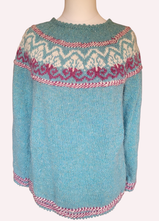 Handgestrickter Islandpullover Alfur aus Lettlopi in Größe XL