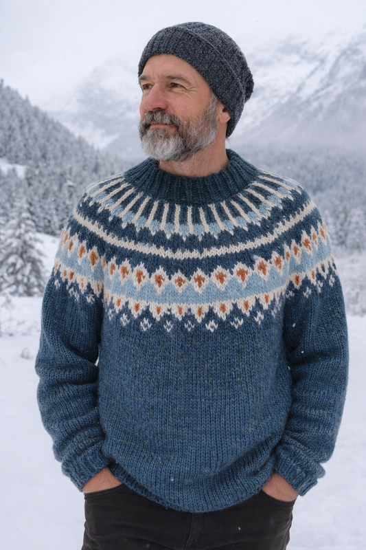 Handgestrickter Islandpullover Kristjan aus Lettlopi in Größe XL