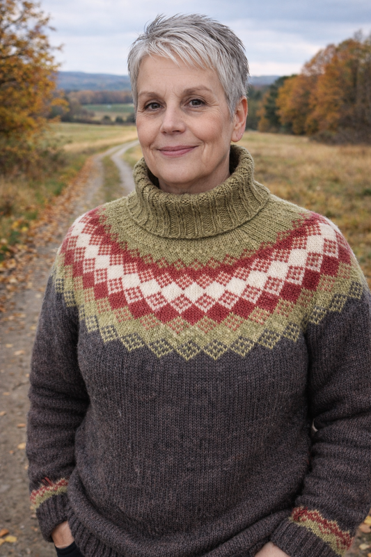 Handgestrickter Islandpullover hiutaneule aus Lettlopi in Größe L