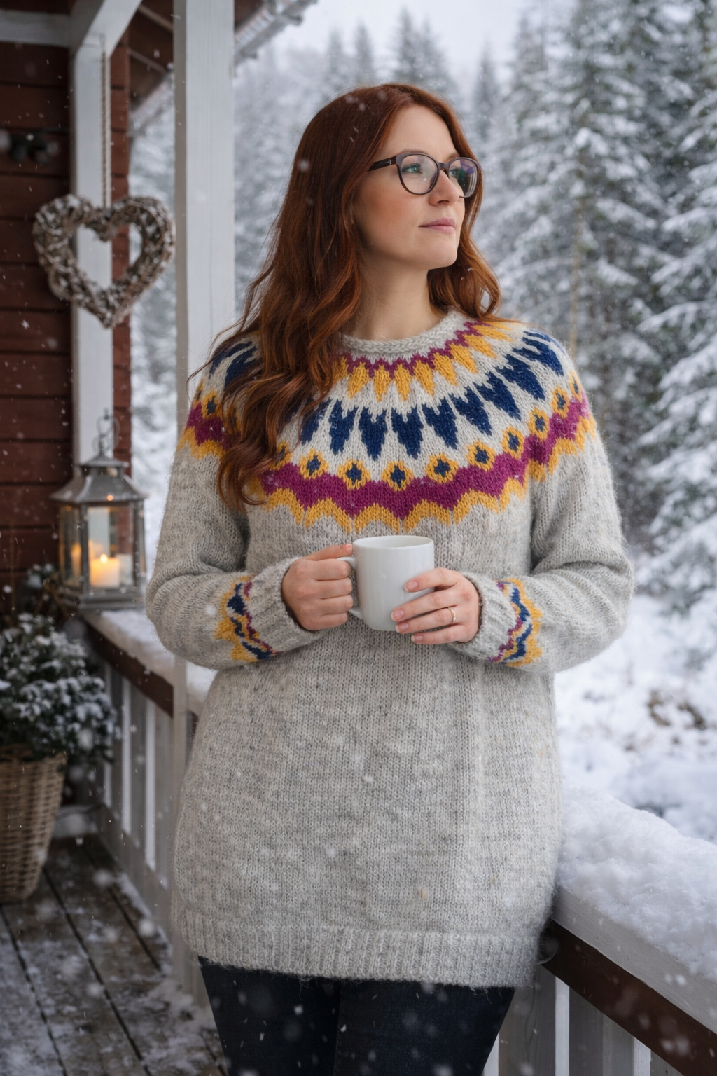 Handgestrickter Islandpullover Leumuneule aus Lettlopi in Größe XL